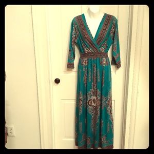 Lapogee Green Maxi Dress Size M Made in India!